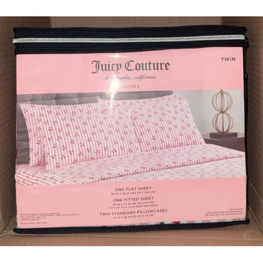 Juicy Couture Pink Cherry Bedding twin sheet set